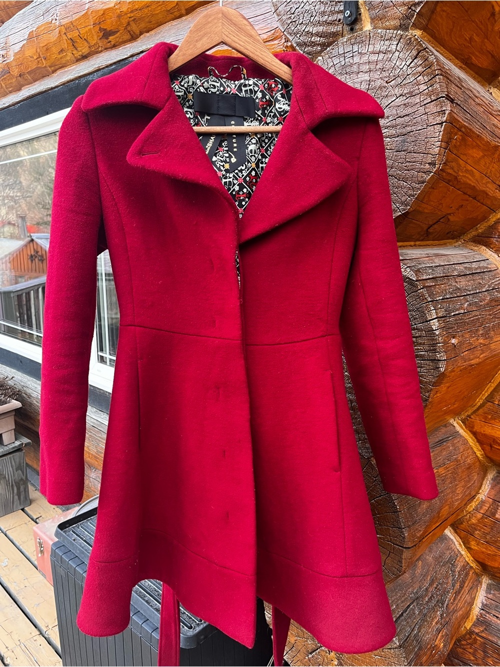 niniSHARE COUTURE Red Coat Size Medium Good Condition Designer Boutique - Picture 2 of 15